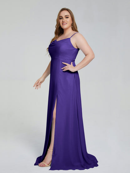 Rachel Sleeveless Split Plus Size Long Bridesmaid Dresses