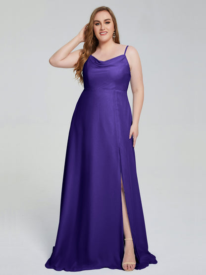 Rachel Sleeveless Split Plus Size Long Bridesmaid Dresses