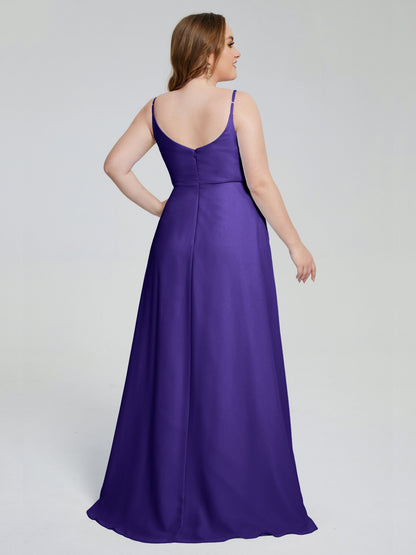 Rachel Sleeveless Split Plus Size Long Bridesmaid Dresses