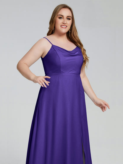 Rachel Sleeveless Split Plus Size Long Bridesmaid Dresses