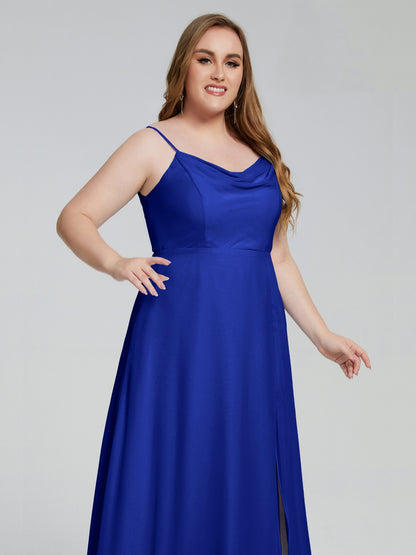 Rachel Sleeveless Split Plus Size Long Bridesmaid Dresses