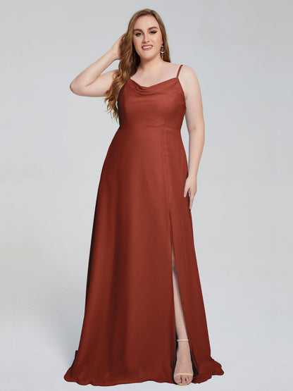 Rachel Sleeveless Split Plus Size Long Bridesmaid Dresses