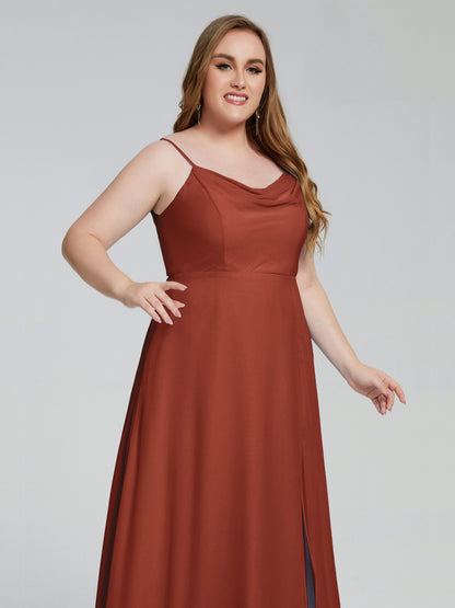 Rachel Sleeveless Split Plus Size Long Bridesmaid Dresses