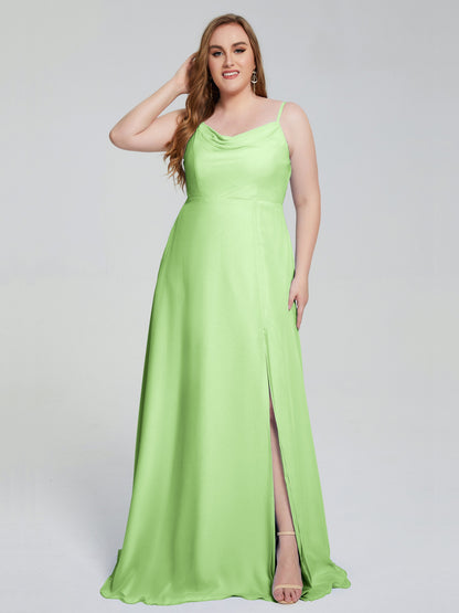 Rachel Sleeveless Split Plus Size Long Bridesmaid Dresses
