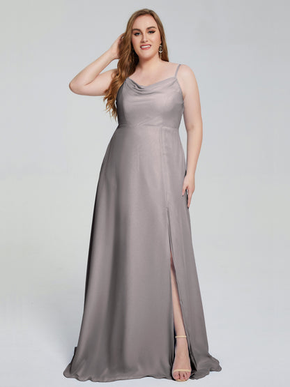 Rachel Sleeveless Split Plus Size Long Bridesmaid Dresses