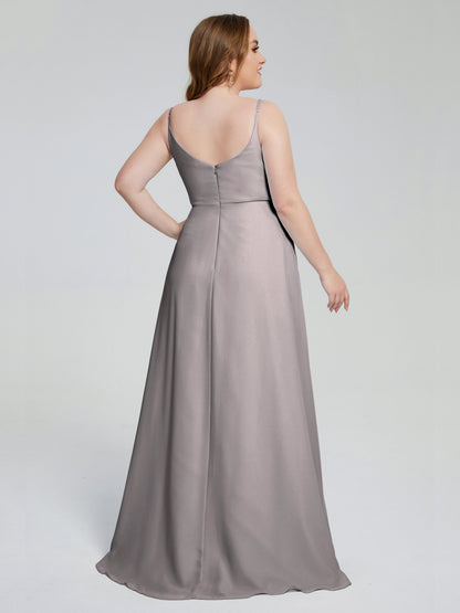 Rachel Sleeveless Split Plus Size Long Bridesmaid Dresses