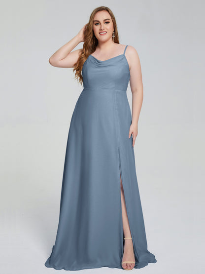 Rachel Sleeveless Split Plus Size Long Bridesmaid Dresses