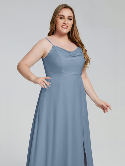 Rachel Sleeveless Split Plus Size Long Bridesmaid Dresses