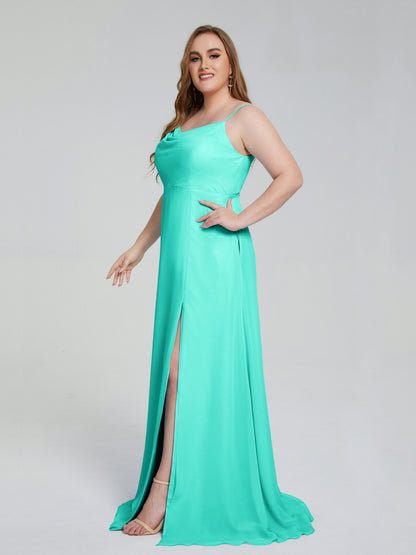 Rachel Sleeveless Split Plus Size Long Bridesmaid Dresses