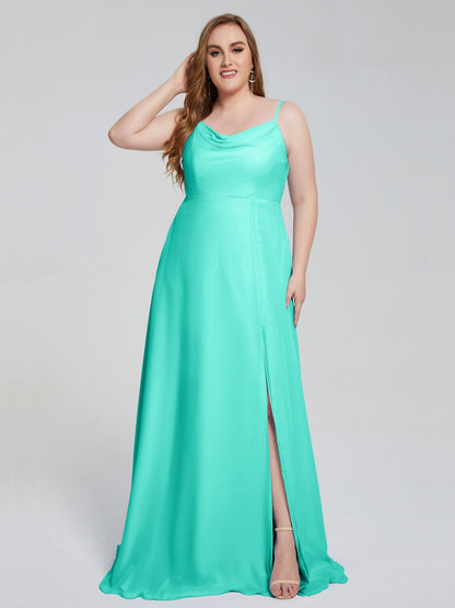 Rachel Sleeveless Split Plus Size Long Bridesmaid Dresses