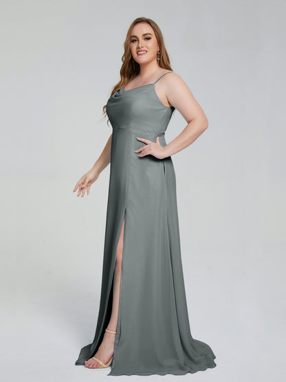 Rachel Sleeveless Split Plus Size Long Bridesmaid Dresses