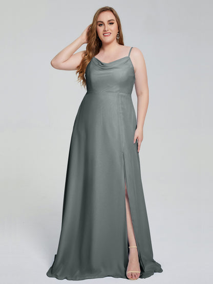 Rachel Sleeveless Split Plus Size Long Bridesmaid Dresses