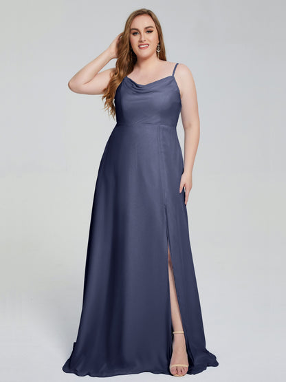 Rachel Sleeveless Split Plus Size Long Bridesmaid Dresses