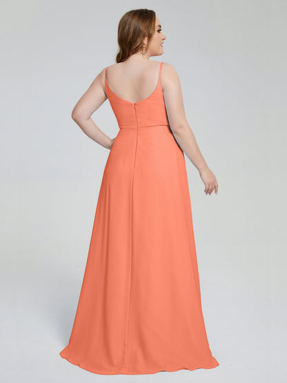 Rachel Sleeveless Split Plus Size Long Bridesmaid Dresses