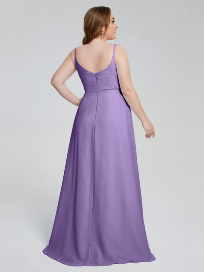 Rachel Sleeveless Split Plus Size Long Bridesmaid Dresses