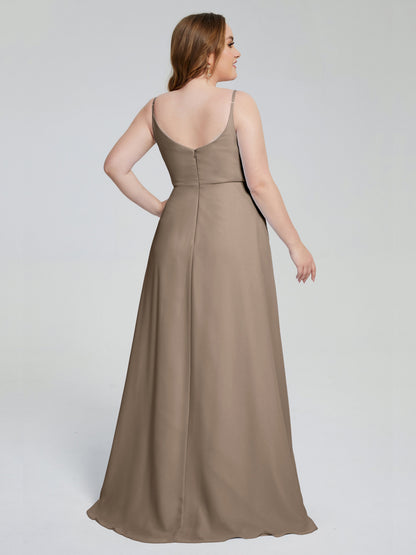 Rachel Sleeveless Split Plus Size Long Bridesmaid Dresses