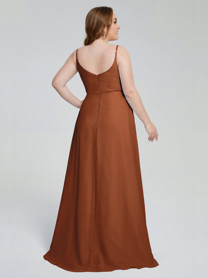 Rachel Sleeveless Split Plus Size Long Bridesmaid Dresses