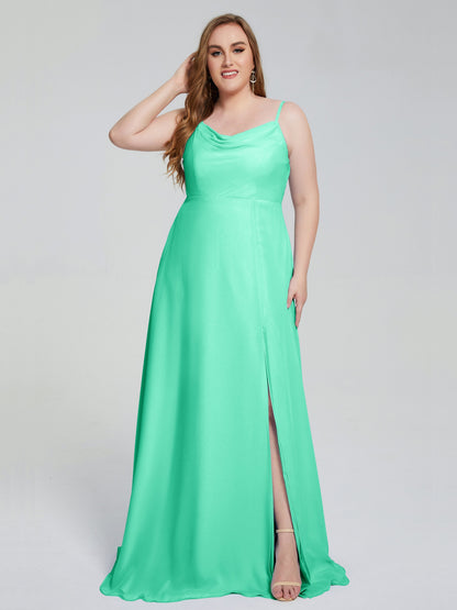 Rachel Sleeveless Split Plus Size Long Bridesmaid Dresses