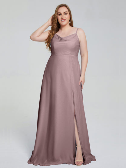 Rachel Sleeveless Split Plus Size Long Bridesmaid Dresses