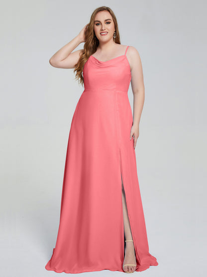 Rachel Sleeveless Split Plus Size Long Bridesmaid Dresses