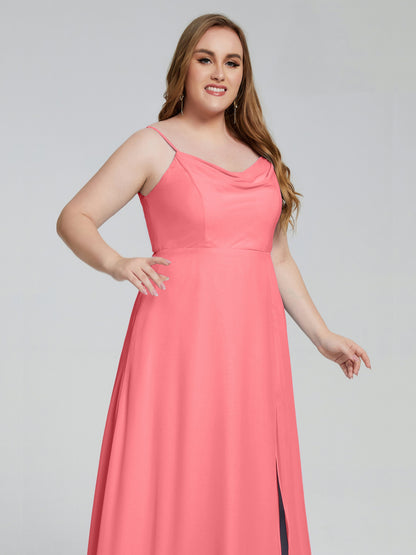 Rachel Sleeveless Split Plus Size Long Bridesmaid Dresses