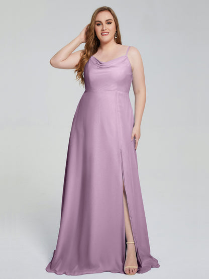 Rachel Sleeveless Split Plus Size Long Bridesmaid Dresses
