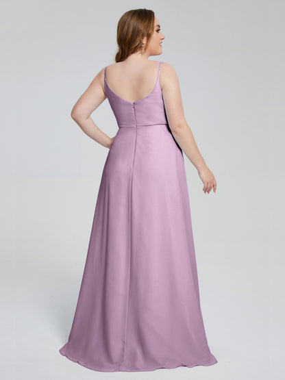 Rachel Sleeveless Split Plus Size Long Bridesmaid Dresses