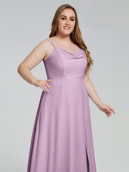 Rachel Sleeveless Split Plus Size Long Bridesmaid Dresses
