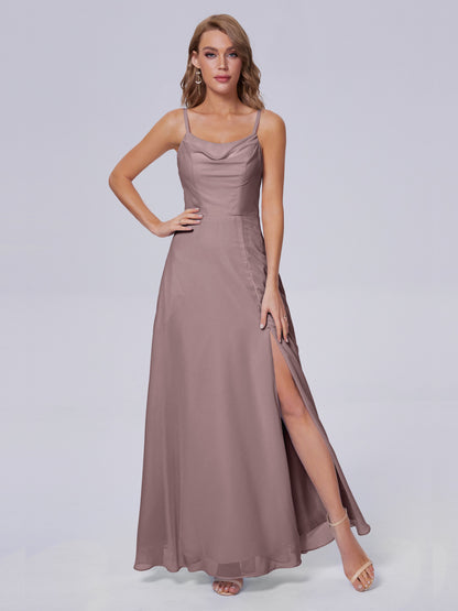 Reese Modest Split Chiffon Long Bridesmaid Dresses