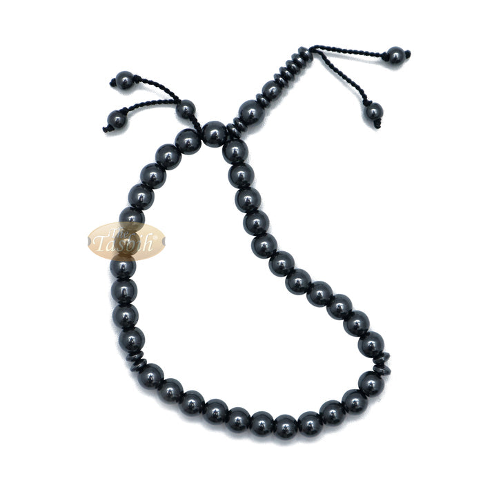 Round 33-Bead Tasbih Hematine Beads 8 mm Double Dividers Prayer Beads Zikr Beads Rosary