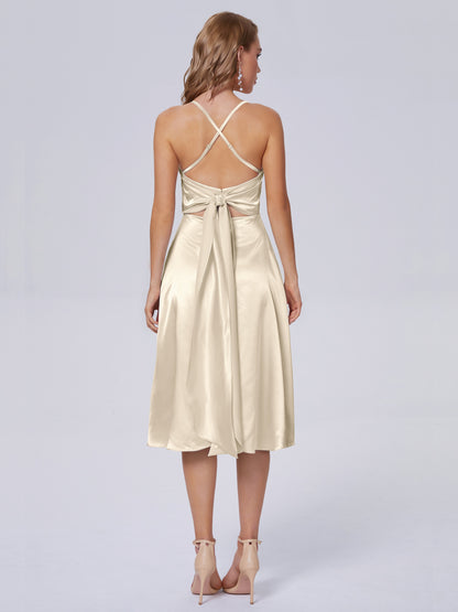 Rowan Scoop Soft Satin Short Bridesmaid Dresses