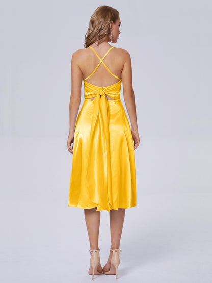 Rowan Scoop Soft Satin Short Bridesmaid Dresses