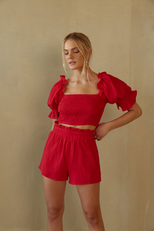 Ruby Paper Bag Cotton Shorts