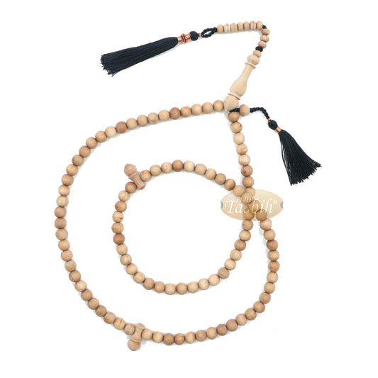 Sandalwood Dhikr Prayer Beads 8 mm-Bead Sandalwood Tasbih Prayer Beads Misbaha Subha with Black Tassels
