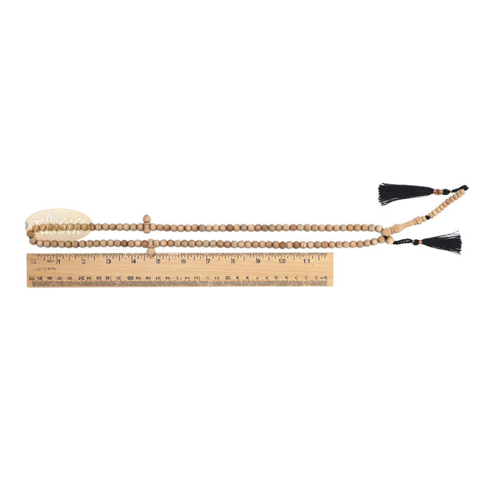 Sandalwood Islamic Prayer Beads 7 mm 100-Bead Scented Wood Black Tassels In Box