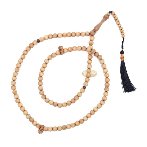 Sandalwood Jerrahi Prayer Beads Scented Tasbih Misbaha 8 mm 11-Bead Marker Black Tassel