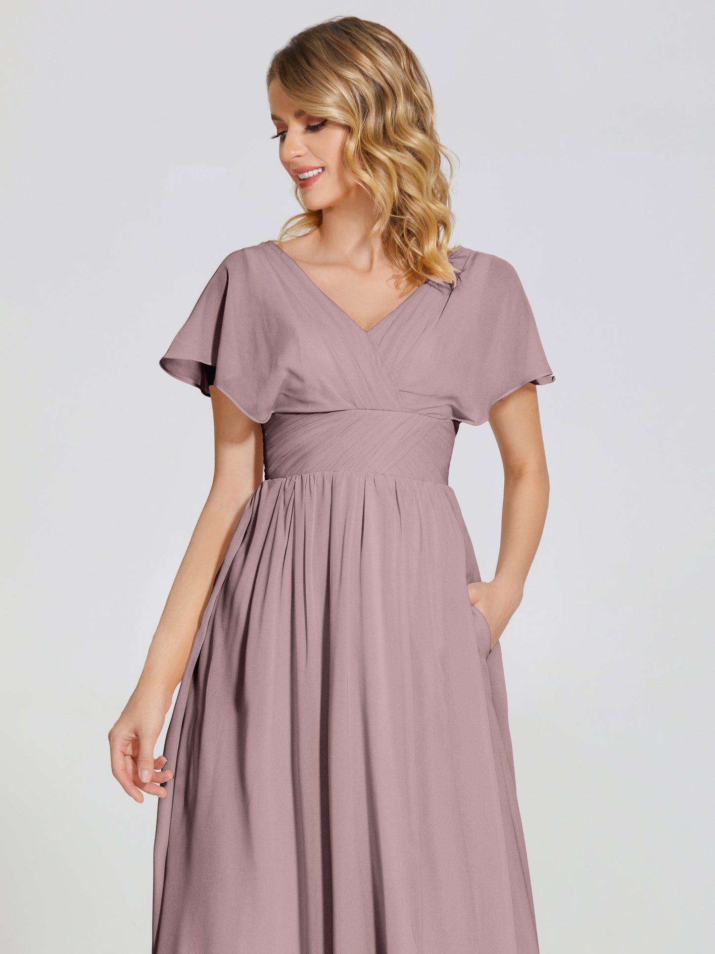 Malia Sleeves Bridesmaid Dress With Empire Waist