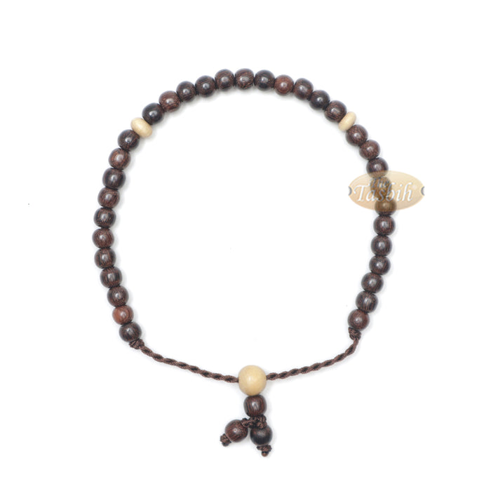 Small 6 mm Tamarind Tasbih Bracelet with Citrus Wood 33Ct Prayer Beads (7 to 8.5”)