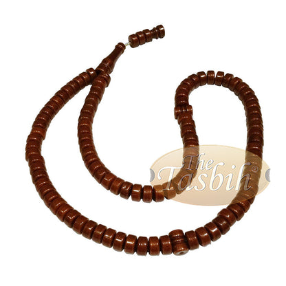 Small Dark Brown Plastic Tasbih with 6x5 mm Disc-Shaped Beads - Sturdy Rosary Dhikr Zikr Prayer