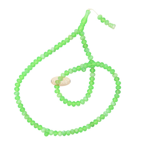 Small Marble Green Yellow Plastic Tasbih 6x5 mm Prayer Beads