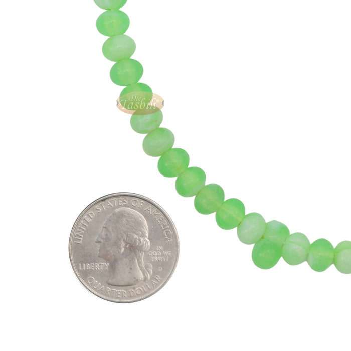 Small Marble Green Yellow Plastic Tasbih 6x5 mm Prayer Beads