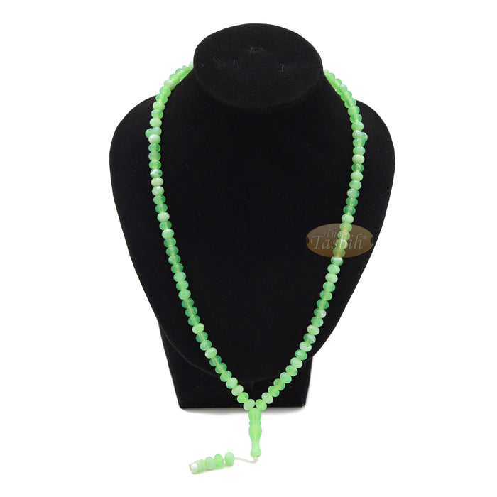 Small Marble Green Yellow Plastic Tasbih 6x5 mm Prayer Beads