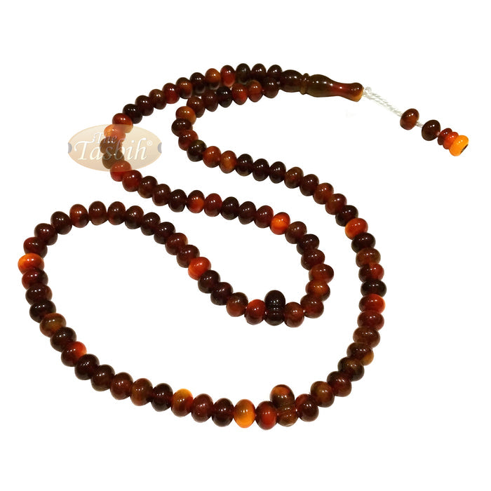 Small Marble Maroon Yellow Plastic Tasbih 6x5 mm Zikr Prayer Beads