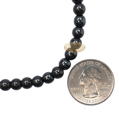 Small Tasbih Bracelet 33-Bead Hematite 6 mm Round Beads with Cylinder Lock and Stops Adjustable