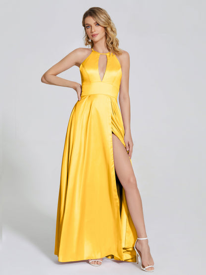 Dakota Soft Satin Bridesmaid Dress With Cutout