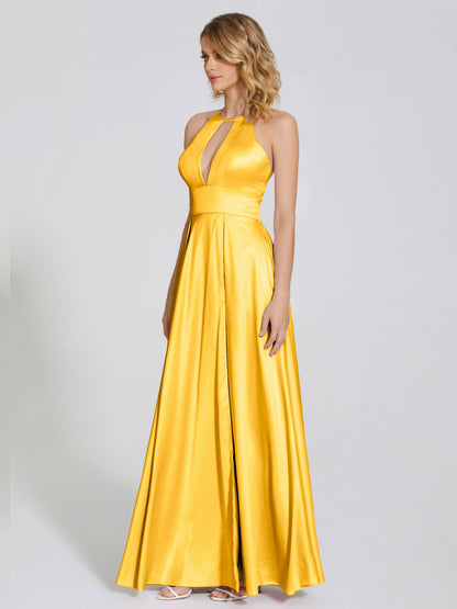 Dakota Soft Satin Bridesmaid Dress With Cutout