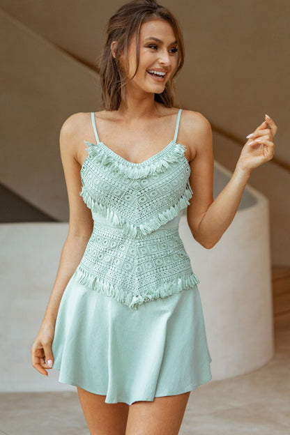Janey Applique A-Line Dress Pistachio