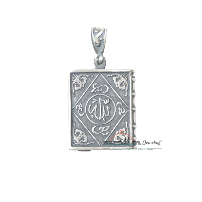 Sterling Silver Openable Allah Muhammad Book Talisman Pendant