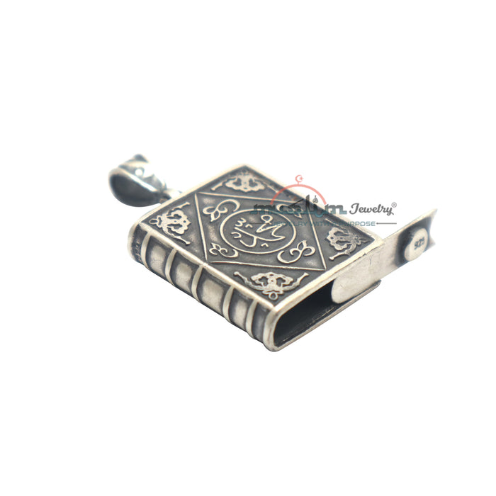 Sterling Silver Openable Allah Muhammad Book Talisman Pendant