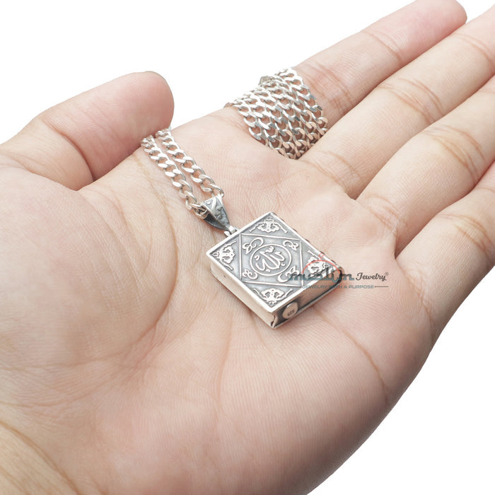 Sterling Silver Openable Allah Muhammad Book Talisman Pendant